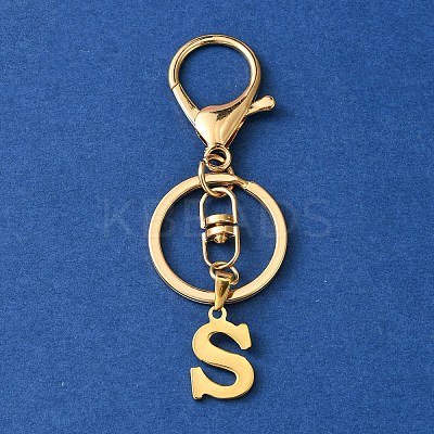 304 Stainless Steel Initial Letter Charm Keychains KEYC-YW00005-19-1