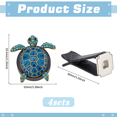 4 Bags Sea Turtle Alloy Rhinestone Car Air Vent Clips AJEW-ME0001-14-1