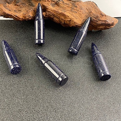 Synthetic Blue Goldstone Bullet Figurines Statues for Home Desk Decorations PW-WG11455-14-1