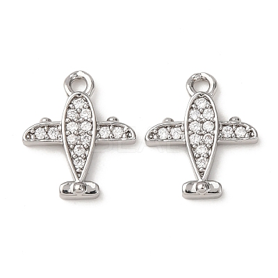 Brass Micro Pave Clear Cubic Zirconia Charms ZIRC-L105-15P-1