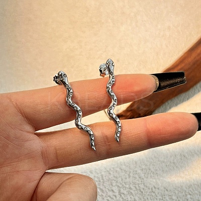 304 Stainless Steel Rhinestone Stud Earrings EJEW-Z116-01P-1