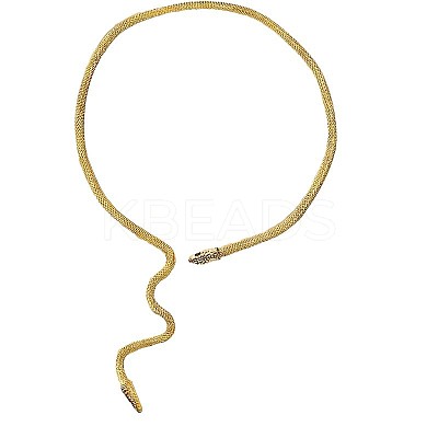 Adjustable Alloy Jet Rhinestone Snake Cuff Choker Necklaces FS-WGFB1C6-01-1