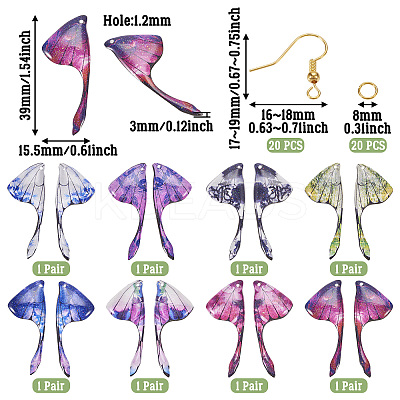 DIY Brass & Epoxy Resin Butterfly Wing Dangle Earring Jewelry Kits DIY-TA0010-65A-1