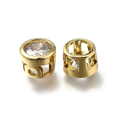 Brass Micro Pave Clear Cubic Zirconia Beads LS-ZIRC-I070-070G-1