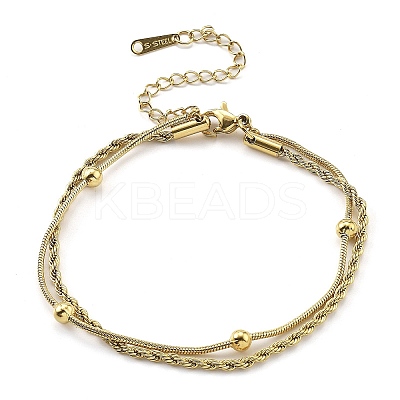 304 Stainless Steel Rope Chain Bracelets BJEW-R003-04G-02-1