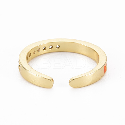 Real 16K Gold Plated Brass Micro Pave Clear Cubic Zirconia Cuff Rings RJEW-N037-002-NF-1