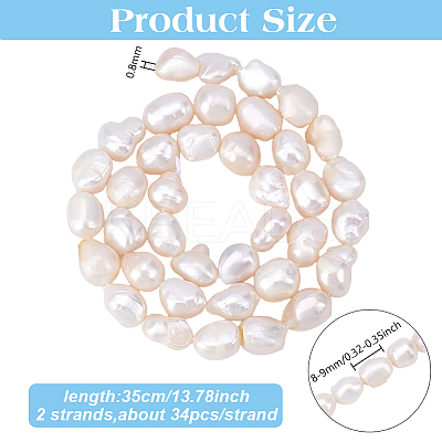 2Strands Natural Cultured Freshwater Pearl Beads Strands PEAR-HY0001-19-1