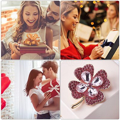 Cubic Zirconia Clover Brooch Pin JBR105C-1