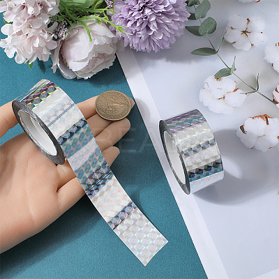 Holographic Laser Shining Bopp PET Plastic Scrapbook Decorative Adhesive Tapes AJEW-WH20010-47A-01-1