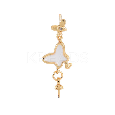 Brass Micro Pave Clear Cubic Zirconia Stud Earring Findings KK-N233-131-NF-1