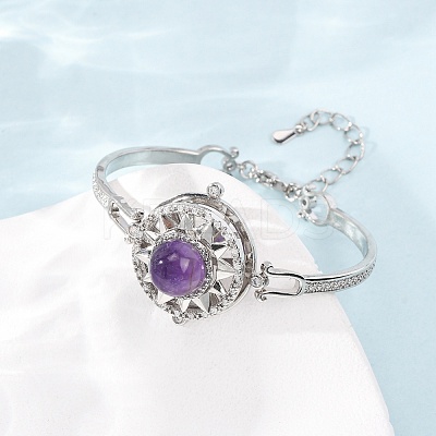 Rotating Sun Natural Amethyst Link Bracelets GG-CBA0251-11P-13-1