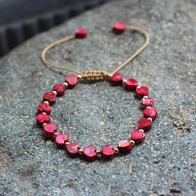 Bohemian Dyed Natural Imperial Jasper Heart Bead Braided Bead Bracelets for Women FS-WG782CA-06-1