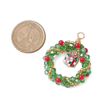 Christmas Theme Handmade Weave Seed Beads Pendants PALLOY-JF02838-1