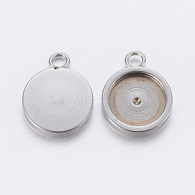 Tarnish Resistant 201 Stainless Steel Pendant Cabochon Settings LS-STAS-P198-17-12mm-1