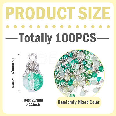 100Pcs Glass Pendants PALLOY-TADJ00015-1
