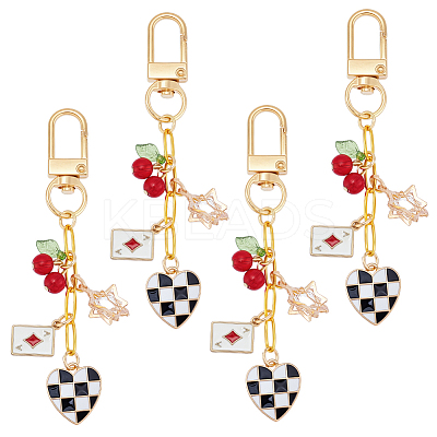 4Pcs Alloy Enamel & Acrylic Pendant Decorations KEYC-NB00031-1
