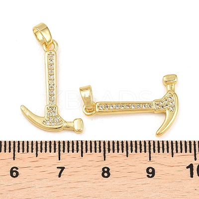 Brass Micro Pave Clear Cubic Zirconia Pendants KK-G549-16B-G-1
