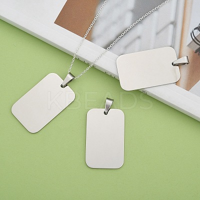 Tarnish Resistant Rectangle Tag Pendants LS-STAS-H061-04-1