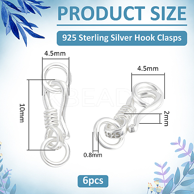 6Pcs Sterling Silver S-Hook Clasps FIND-PH0060-31-1