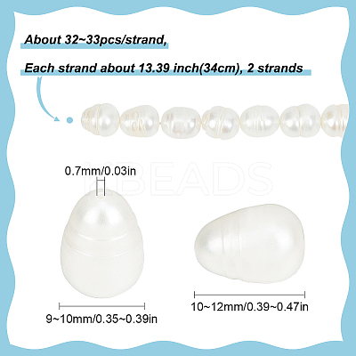 2 Strands Natural Cultured Freshwater Pearl Beads Strands PEAR-SC0001-10-1