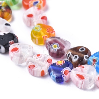 Heart Handmade Millefiori Glass Beads Strands LK-R004-65-1