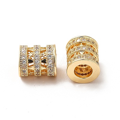 Brass Micro Pave Cubic Zirconia European Beads KK-M233-34G-1
