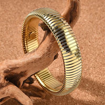 304 Stainless Steel Stretch Bracelets for Women Men BJEW-A031-02A-G-1