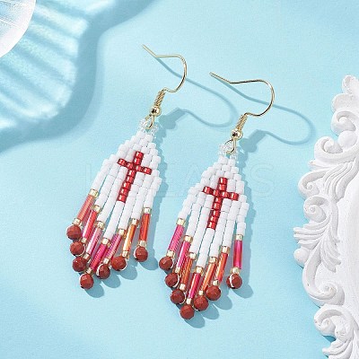 Glass Seed Beads Dangle Earrings EJEW-MZ00737-01-1