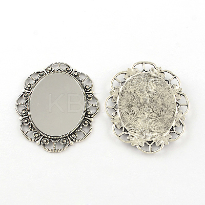 Alloy Oval Mirror Big Pendants PALLOY-R068-31AS-NR-1