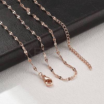 Brass Dapped Chains Necklaces for Women NJEW-D302-23RG-1