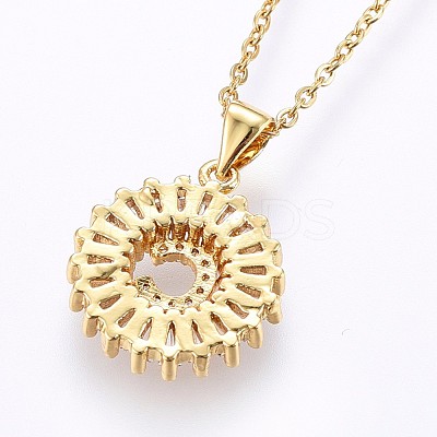 Brass Micro Pave Cubic Zirconia Initial Pendant Necklaces NJEW-H486-30G-C-1