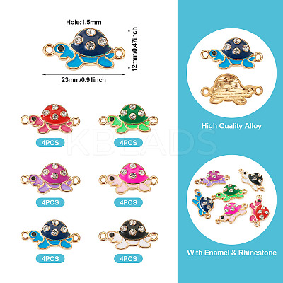 24Pcs 6 Colors Alloy Enamel Connector Charms ENAM-TA0001-58-1