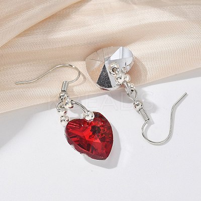 Heart Glass Dangle Earrings X-EJEW-JE01737-1