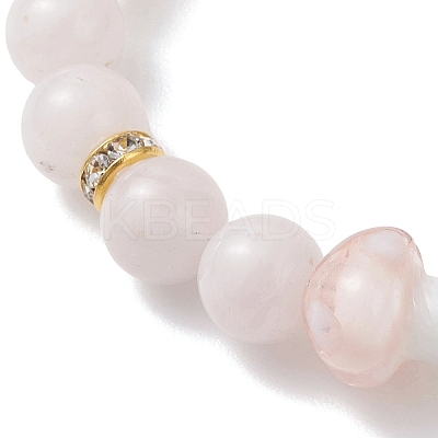 Natural Gemstone & Lampwork Beads Stretch Bracelets for Women BJEW-JB13317-1
