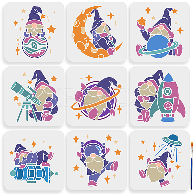1 Set Spaceman Gnome Theme PET Hollow Out Drawing Painting Stencils DIY-MA0004-56-1