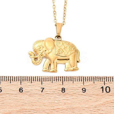 Elephant 304 Stainless Steel Pendant Necklaces NJEW-H059-06G-1