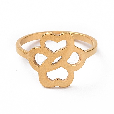 Ion Plating(IP) 201 Stainless Steel Hollow Flower Finger Ring for Women RJEW-J051-13G-1