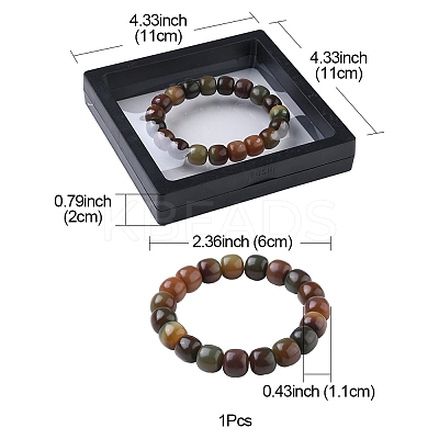 Bodhi Wood Column Beaded Stretch Bracelet for Women BJEW-YW0001-04B-1