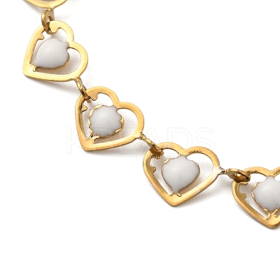 304 Stainless Steel Heart Link Bracelets for Women BJEW-C076-02A-03-1