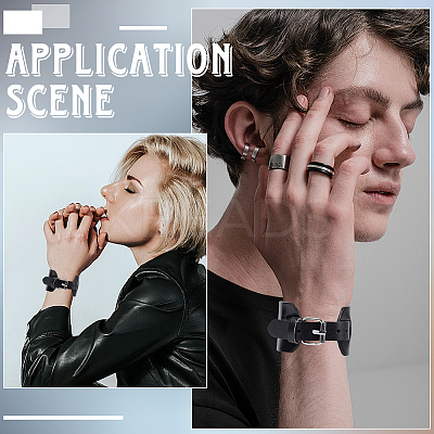 Vintage Punk Rock Style Wide Leather Cord Wristband Bracelets for Unisex BJEW-WH20007-07A-1