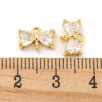 Brass Pave Clear Cubic Zirconia Connector Charms KK-B096-04G-1