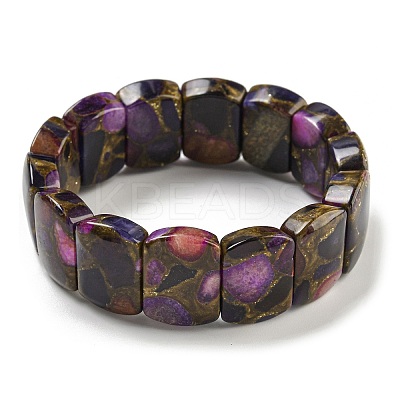 Synthetic Rectangle Gold Clinquant Stone Stretch Bracekets G-P549-01C-1