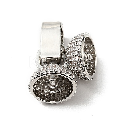 Brass Micro Pave Clear Cubic Zirconia Fold Over Clasps KK-G414-09P-1