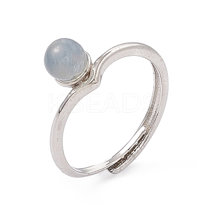 Natural Aquamarine Adjustable Rings RJEW-G273-11P-02-1