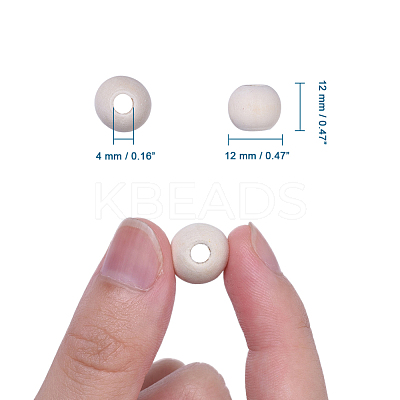 Unfinished Wood Beads X-WOOD-R196-12mm-LF-1