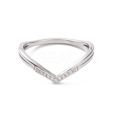 Clear Cubic Zirconia Wave Finger Ring RJEW-D120-19P-1