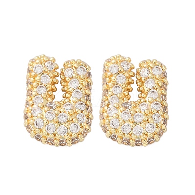 Brass Micro Pave Cubic Zirconia Stud Earrings EJEW-Z091-04G-U-1