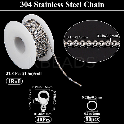 DIY 304 Stainless Steel Box Chains Necklaces Making Kits DIY-BBC0002-05-1