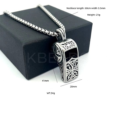 304 Stainless Steel Punk Whistle Pendant Necklaces BE9352-1