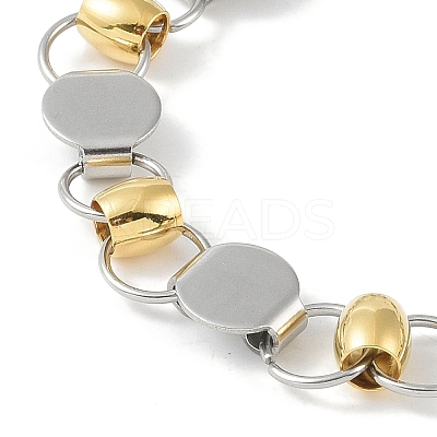 201 Stainless Steel Flat Round Link Chain Bracelets for Women Men BJEW-I316-08B-1